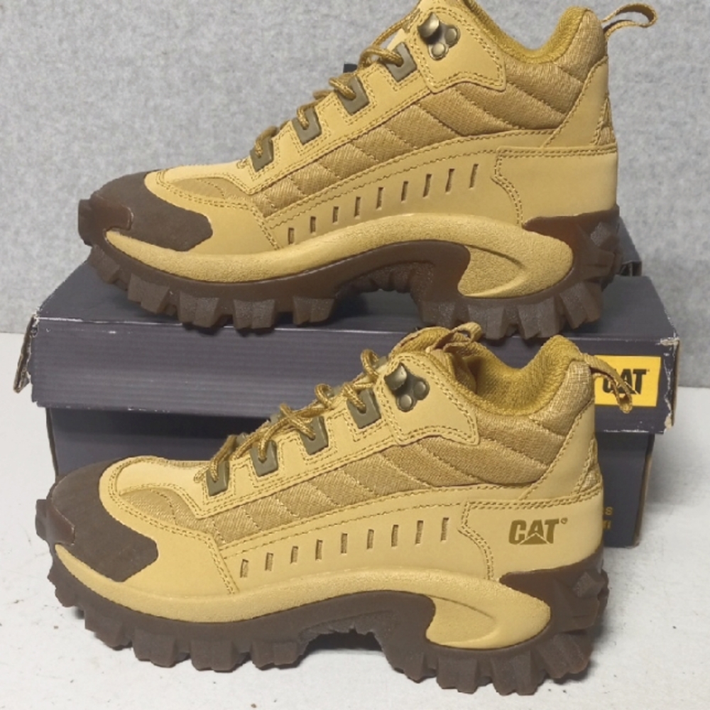 CAT Caterpillar Intruder Mid Boots Shoes Beige/Khaki Hiking Work Mens Sz 8.5